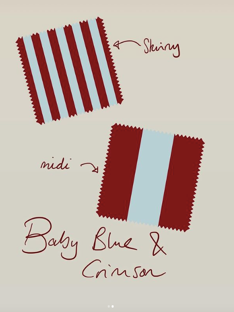 Tessuto a righe Colours of Arley Baby Blue+Crimson