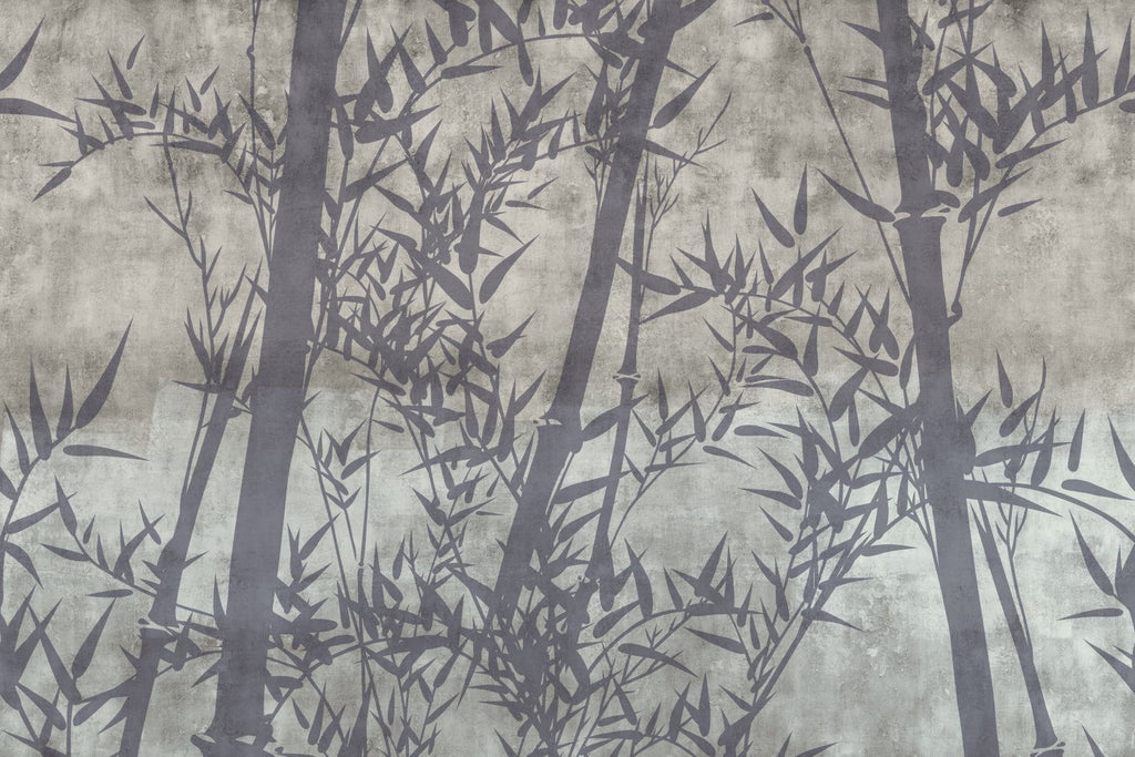 murale su misura raffigurante canne di bambù.