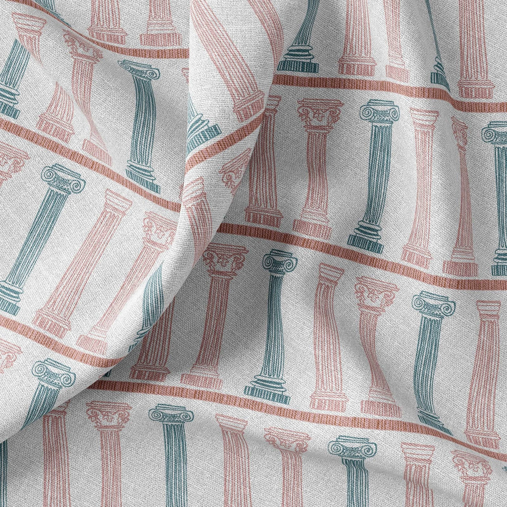 tessuto in lino con colonne greche